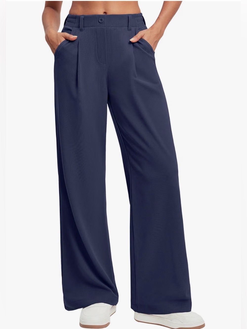 Ewedoos Stretchy Wide Leg Dress Pants Navy Size Medium Petite